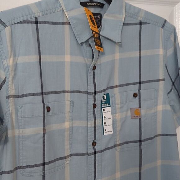 Carhartt Plaid Button Up Short Sleeve Shirt. Relaxed Fit. Men's Medium - Picture 3 of 8
